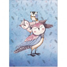 TREE FREE GREETING CARD PILED HIGH OWLS